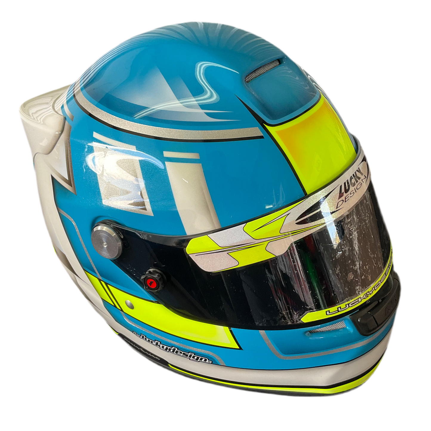 CASCO ROUX DISEÑO Y PINTURA BY LUCKY DESIGN BLANCO / CELESTE / AMARILLO FOW