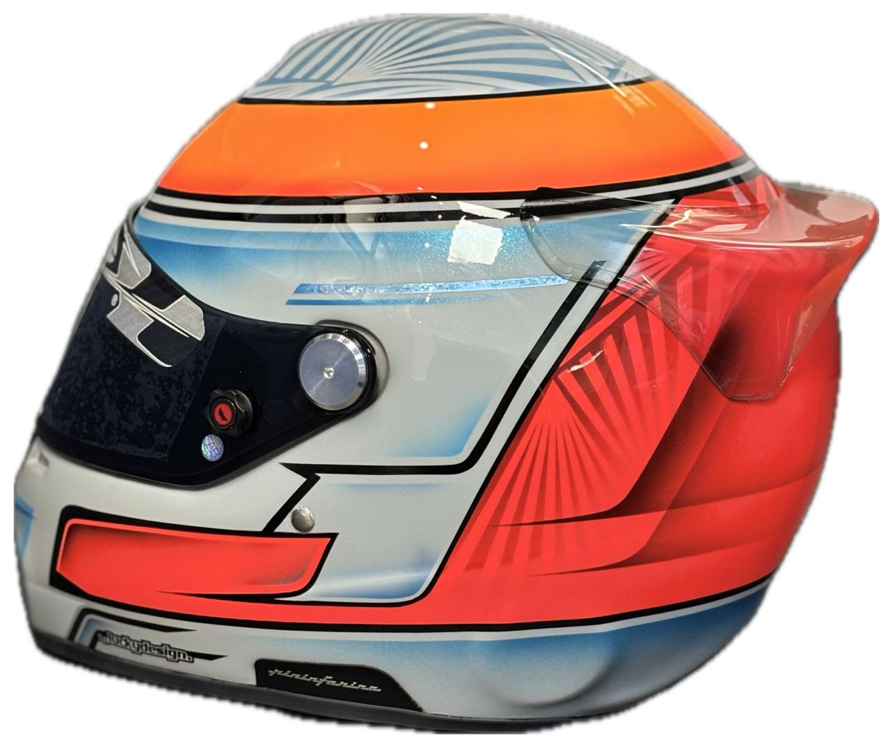 CASCO ROUX DISEÑO Y PINTURA BY LUCKY DESIGN CELESTE/BLANCO/NARANJA