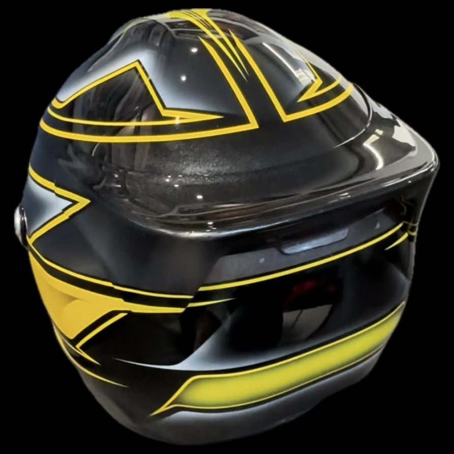 CASCO ROUX DISEÑO Y PINTURA BY LUCKY DESIGN NEGRO/GRIS/AMARILLO