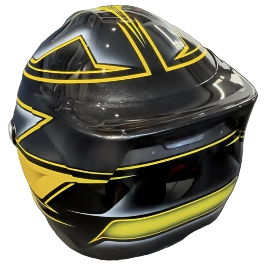 CASCO ROUX DISEÑO Y PINTURA BY LUCKY DESIGN NEGRO/GRIS/AMARILLO