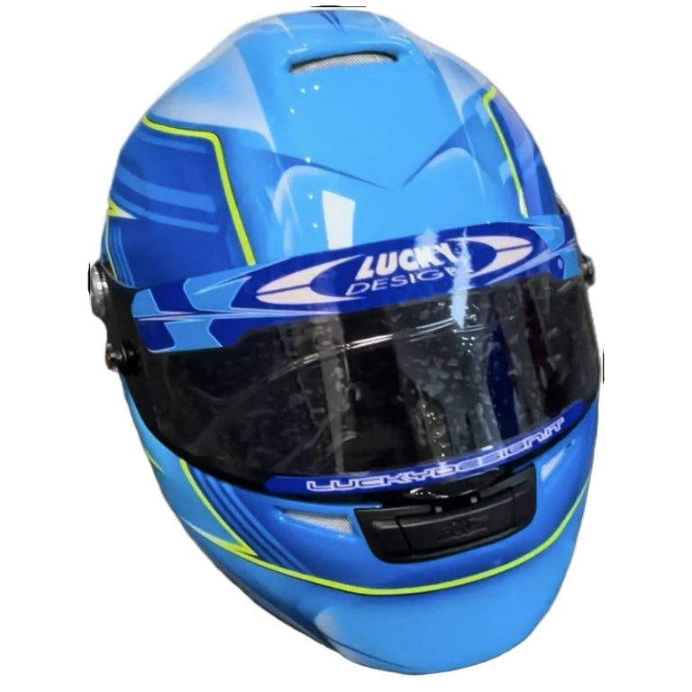 CASCO ROUX DISEÑO Y PINTURA BY LUCKY DESIGN TURQUEZA/AZUL REY/AMARILLO