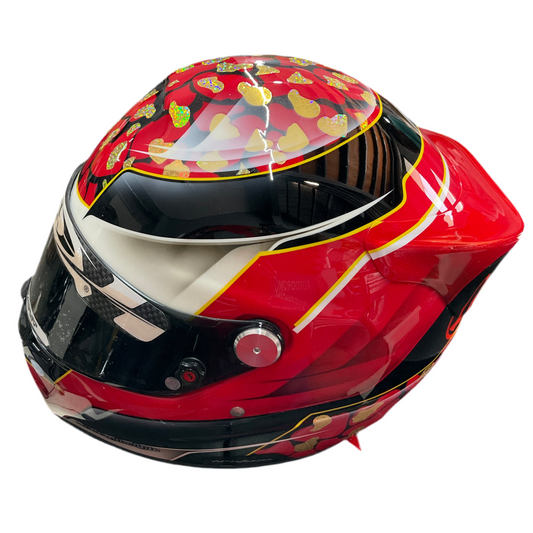 CASCO ROUX DISEÑO Y PINTURA BY LUCKY DESIGN ROJO / NEGRO / DORADO