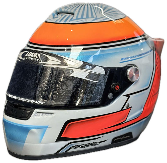 CASCO ROUX DISEÑO Y PINTURA BY LUCKY DESIGN CELESTE/BLANCO/NARANJA