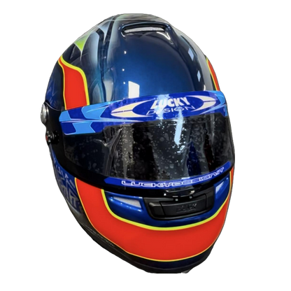 CASCO ROUX DISEÑO Y PINTURA BY LUCKY DESIGN AZUL MARINO/ROJO/AMARILLO