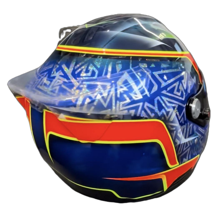 CASCO ROUX DISEÑO Y PINTURA BY LUCKY DESIGN AZUL MARINO/ROJO/AMARILLO
