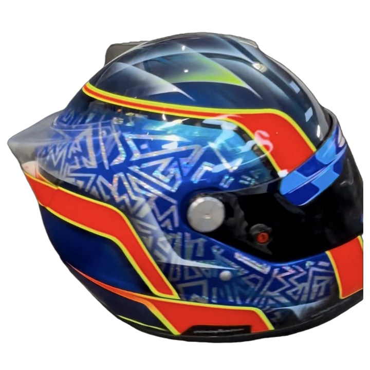 CASCO ROUX DISEÑO Y PINTURA BY LUCKY DESIGN AZUL MARINO/ROJO/AMARILLO