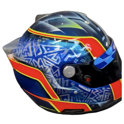 CASCO ROUX DISEÑO Y PINTURA BY LUCKY DESIGN AZUL MARINO/ROJO/AMARILLO