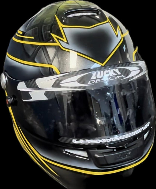 CASCO ROUX DISEÑO Y PINTURA BY LUCKY DESIGN NEGRO/GRIS/AMARILLO